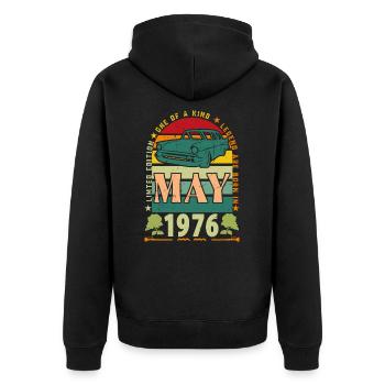 May 1976, May 1976, May 1976 birthday gift. - Unisex Premium Organic Zip Hoodie - black - Back - Nico (187cm)