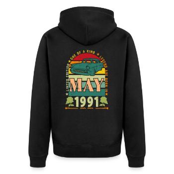 May 1991, May 1991, May 1991 birthday gift. - Unisex Premium Organic Zip Hoodie - black - Back - Nico (187cm)