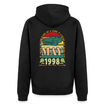 May 1998, May 1998, May 1998. - Unisex Premium Organic Zip Hoodie - black - Back - Nico (187cm)