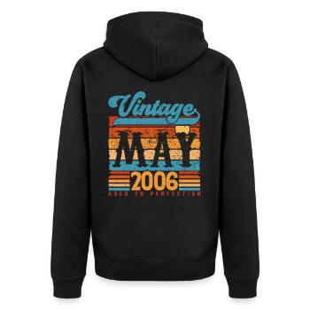 May 2006, Vintage Birthday Gift May 2006. - Unisex Premium Organic Zip Hoodie - black - Back - Nico (187cm)