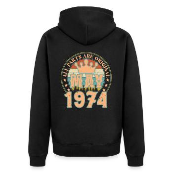 May 1974. May 1974 Birthday Gift. May 1974 - Unisex Premium Organic Zip Hoodie - black - Back - Nico (187cm)