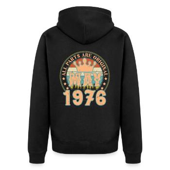 May 1976. May 1976 Birthday Gift. May 1976 - Unisex Premium Organic Zip Hoodie - black - Back - Nico (187cm)