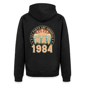 May 1984. May 1984 Birthday Gift. May 1984 - Unisex Premium Organic Zip Hoodie - black - Back - Nico (187cm)