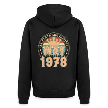 Mai 1978. Cadeau d’anniversaire mai 1978. May 1978 - Veste à capuche bio Premium Unisexe - noir - Dos - Nico (187cm)