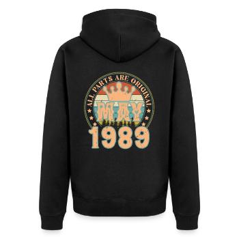 May 1989. May 1989 Birthday Gift. May 1989 - Unisex Premium Organic Zip Hoodie - black - Back - Nico (187cm)