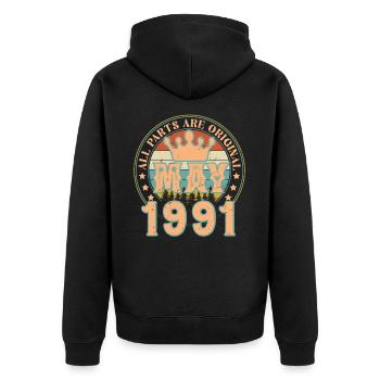 May 1991. May 1991 Birthday Gift. May 1991 - Unisex Premium Organic Zip Hoodie - black - Back - Nico (187cm)