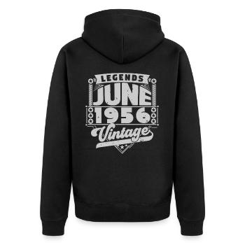 Cadeau Vintage Anniversaire Juin 1956, juin 1956. - Veste à capuche bio Premium Unisexe - noir - Dos - Nico (187cm)