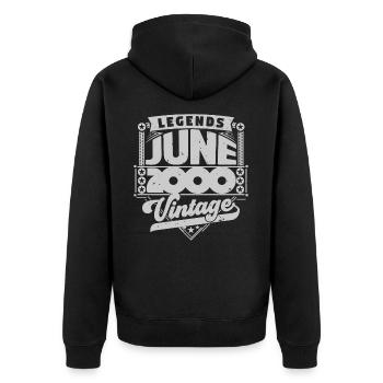 Vintage Gift Birthday June 2000, June 2000. - Unisex Premium Organic Zip Hoodie - black - Back - Nico (187cm)