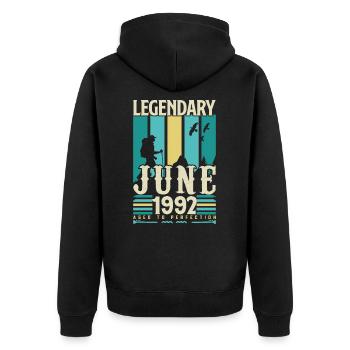 June 1992 Birthday Gift, Vintage June 1992. - Unisex Premium Organic Zip Hoodie - black - Back - Nico (187cm)