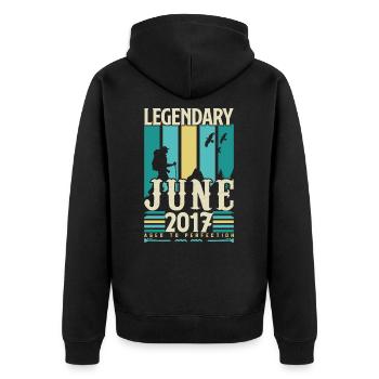 June 2017 Birthday Gift, Vintage June 2017. - Unisex Premium Organic Zip Hoodie - black - Back - Nico (187cm)