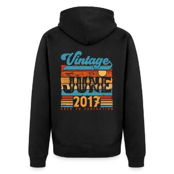 June 2017, Vintage Anniversary Gift June 2017. - Unisex Premium Organic Zip Hoodie - black - Back - Nico (187cm)