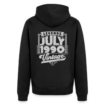 Vintage Geburtstagsgeschenk Juli 1990, Juli. - Unisex Premium Bio Zip Hoodie - Schwarz - Hinten - Nico (187cm)