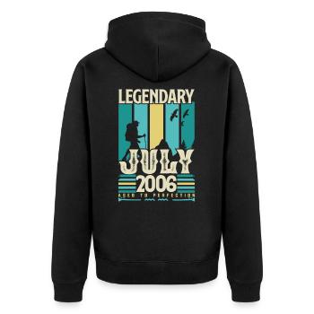 Juli 2006 Geburtstagsgeschenk, Vintage Juli. - Unisex Premium Bio Zip Hoodie - Schwarz - Hinten - Nico (187cm)