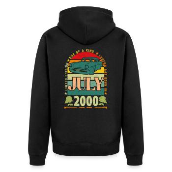 July 2000 birthday gift. July 2000. - Unisex Premium Organic Zip Hoodie - black - Back - Nico (187cm)
