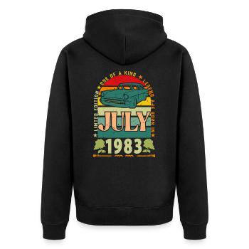 cadeau anniversaire juillet 1983. Juillet 1983. - Veste à capuche bio Premium Unisexe - noir - Dos - Nico (187cm)