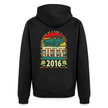 July 2016 birthday gift. July 2016. - Unisex Premium Organic Zip Hoodie - black - Back - Nico (187cm)