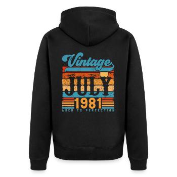 Juli 1981, Juli 1981 Geburtstagsgeschenk. - Unisex Premium Bio Zip Hoodie - Schwarz - Hinten - Nico (187cm)