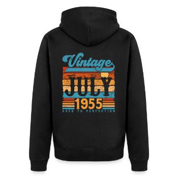Juli 1955, Juli 1955 Geburtstagsgeschenk. - Unisex Premium Bio Zip Hoodie - Schwarz - Hinten - Nico (187cm)