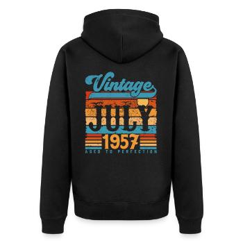 Juli 1957, Juli 1957 Geburtstagsgeschenk. - Unisex Premium Bio Zip Hoodie - Schwarz - Hinten - Nico (187cm)