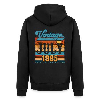 Juli 1985, Juli 1985 Geburtstagsgeschenk. - Unisex Premium Bio Zip Hoodie - Schwarz - Hinten - Nico (187cm)