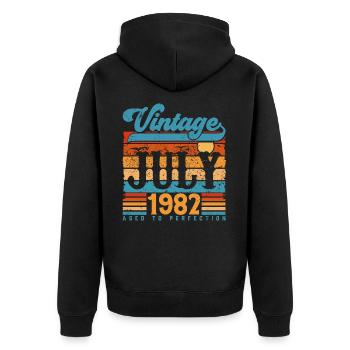 July 1982, July 1982 Birthday Gift. - Unisex Premium Organic Zip Hoodie - black - Back - Nico (187cm)