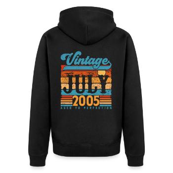 Juillet 2005, Cadeau Anniversaire juillet 2005. - Veste à capuche bio Premium Unisexe - noir - Dos - Nico (187cm)