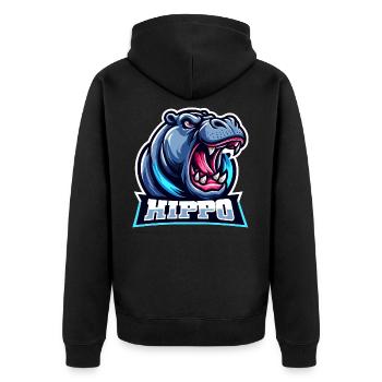 Nilpferd - Unisex Premium Bio Zip Hoodie - Schwarz - Hinten - Nico (187cm)