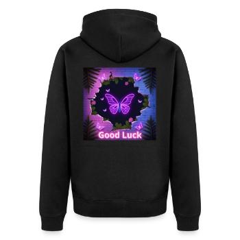 Good Luck - Unisex Premium Organic Zip Hoodie - black - Back - Nico (187cm)