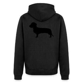 Rauhaardackel Silhouette Dackel Geschenkidee - Unisex Premium Bio Zip Hoodie - Schwarz - Hinten - Nico (187cm)