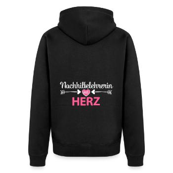 Nachhilfelehrerin Nachhilfe Sprüche Privatlehrerin - Unisex Premium Bio Zip Hoodie - Schwarz - Hinten - Nico (187cm)