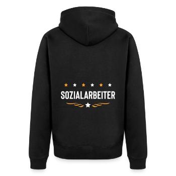 Sozialarbeiter Beruf - Unisex Premium Bio Zip Hoodie - Schwarz - Hinten - Nico (187cm)