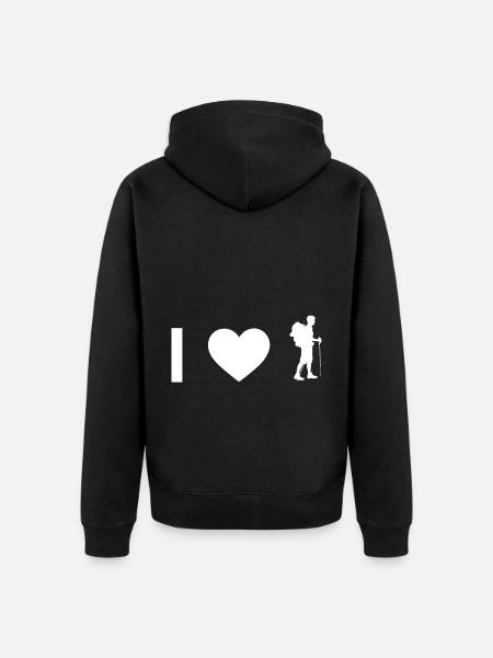 I heart and hiking - - Unisex Premium Organic Zip Hoodie - black