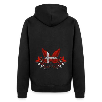 Denmark Danish Denmark Flag Butterflies - Unisex Premium Organic Zip Hoodie - black - Back - Nico (187cm)