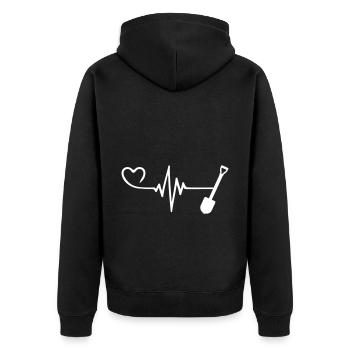 Shovel Pulse Heart Love - Unisex Premium Organic Zip Hoodie - black - Back - Nico (187cm)