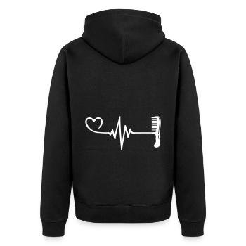 Peigne Coiffeur Pulse Heart Love - Veste à capuche bio Premium Unisexe - noir - Dos - Nico (187cm)