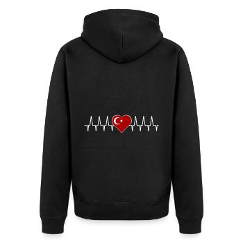 Türkischer Herzschlag - Unisex Premium Bio Zip Hoodie - Schwarz - Hinten - Nico (187cm)