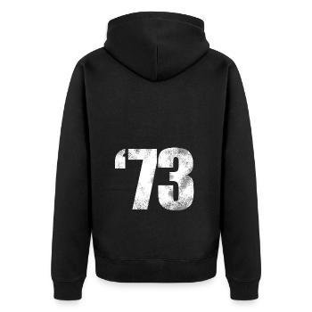 73 now! - Unisex Premium Bio Zip Hoodie - Schwarz - Hinten - Nico (187cm)