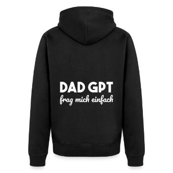 Dad GPT Papa Künstliche Intelligenz Geschenk - Unisex Premium Bio Zip Hoodie - Schwarz - Hinten - Nico (187cm)