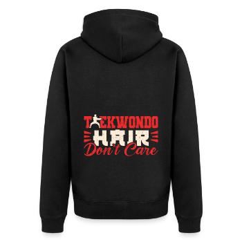 TKD Korean Martial Arts Tae Kwon - Unisex Premium Bio Zip Hoodie - Schwarz - Hinten - Nico (187cm)