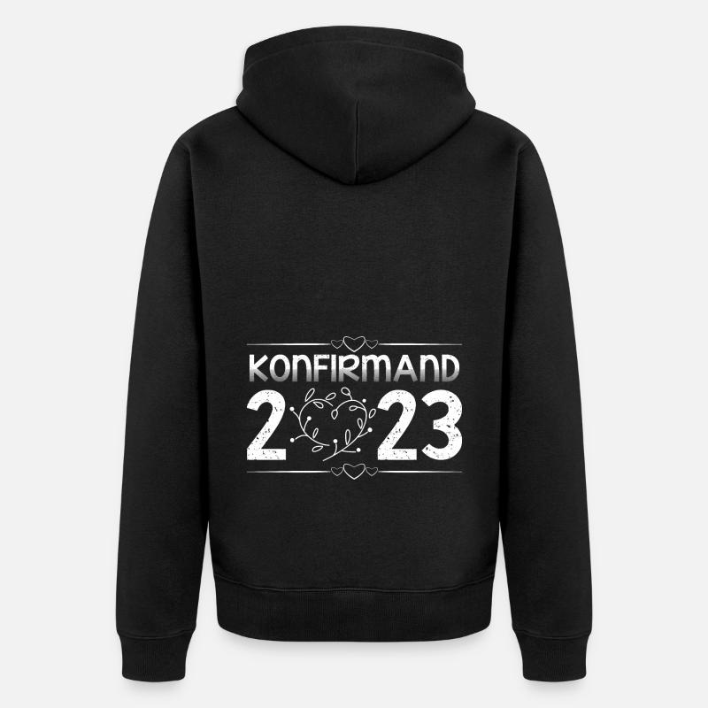 Konfirmation 2023 der Countdown läuft - Unisex Premium Bio Zip Hoodie - Schwarz