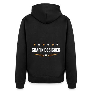 Grafik Designer Beruf - Unisex Premium Bio Zip Hoodie - Schwarz - Hinten - Nico (187cm)