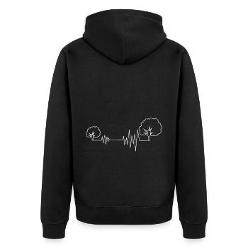 Herzschlag - Bäume - (2) - Unisex Premium Bio Zip Hoodie - Schwarz - Hinten - Nico (187cm)