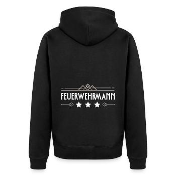 Feuerwehrmann Feuerwehr - Unisex Premium Bio Zip Hoodie - Schwarz - Hinten - Nico (187cm)