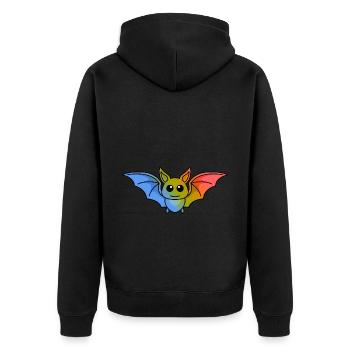 Fledermaus Comic Tier - Unisex Premium Bio Zip Hoodie - Schwarz - Hinten - Nico (187cm)