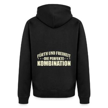 Fürth Und Freiheit Die Perfekte Kombination Heimat - Unisex Premium Bio Zip Hoodie - Schwarz - Hinten - Nico (187cm)