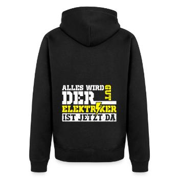 Elektriker Alles Wird Gut - Unisex Premium Bio Zip Hoodie - Schwarz - Hinten - Nico (187cm)