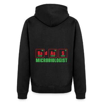 Badass Mikrobiologe Wissenschaft Lehrer Biologie - Unisex Premium Bio Zip Hoodie - Schwarz - Hinten - Nico (187cm)