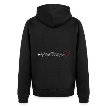 E-car Heartbeat ECG electric Car rEVolution EV pul - Unisex Premium Bio Zip Hoodie - Schwarz - Hinten - Nico (187cm)