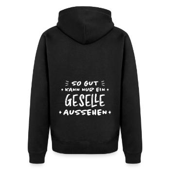 Geselle Lustiger Spruch Gesellenprüfung Geschenk - Unisex Premium Bio Zip Hoodie - Schwarz - Hinten - Nico (187cm)