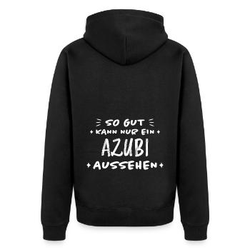 Azubi Witz Spruch Lehrling Auszubildende Geschenk - Unisex Premium Bio Zip Hoodie - Schwarz - Hinten - Nico (187cm)
